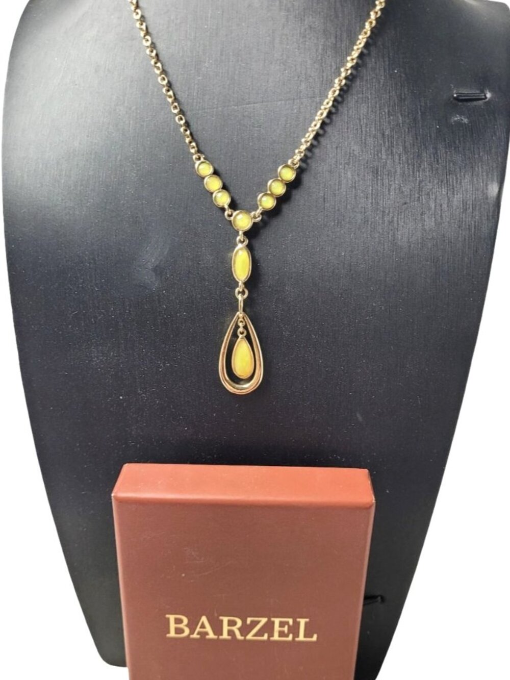 Vintage Barzel 18kt Gold Plated Gold,Green,Yellow Citrine 10" Necklace